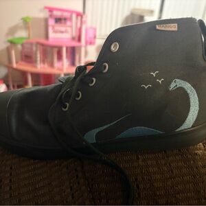 BANGS High-Top Canvas Sneaker with Sea Motif - Black & Teal